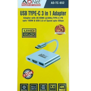 usb type c 3 in 1 hub adapter with 4k